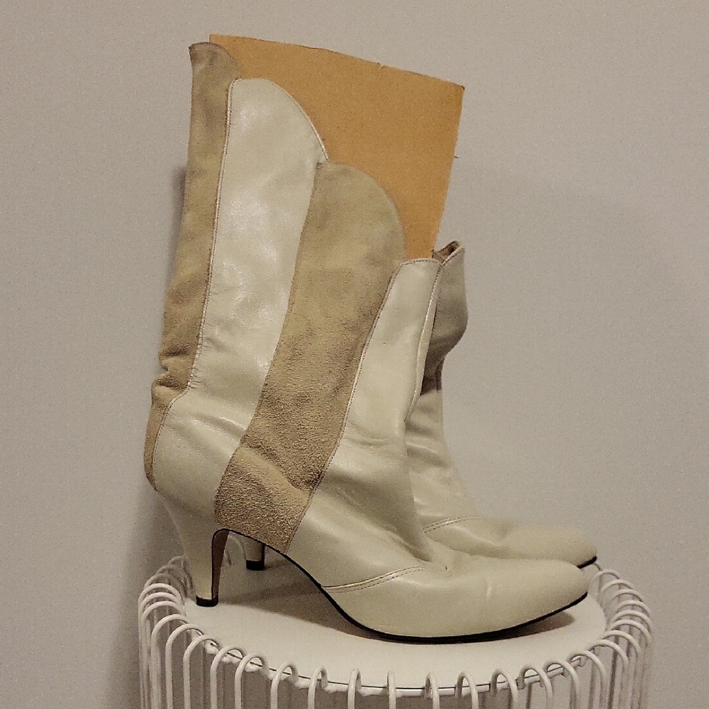 Vintage retro 80s Cream Women's Boots